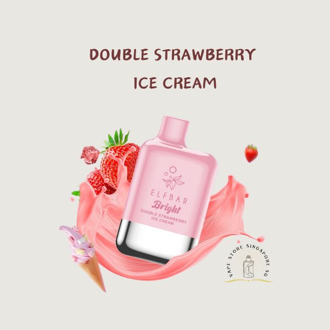 ELFBAR BRIGHT 6000 DISPOSABLE DOUBLE STRAWBERRY ICE CREAM-Vape Store Singapore SG